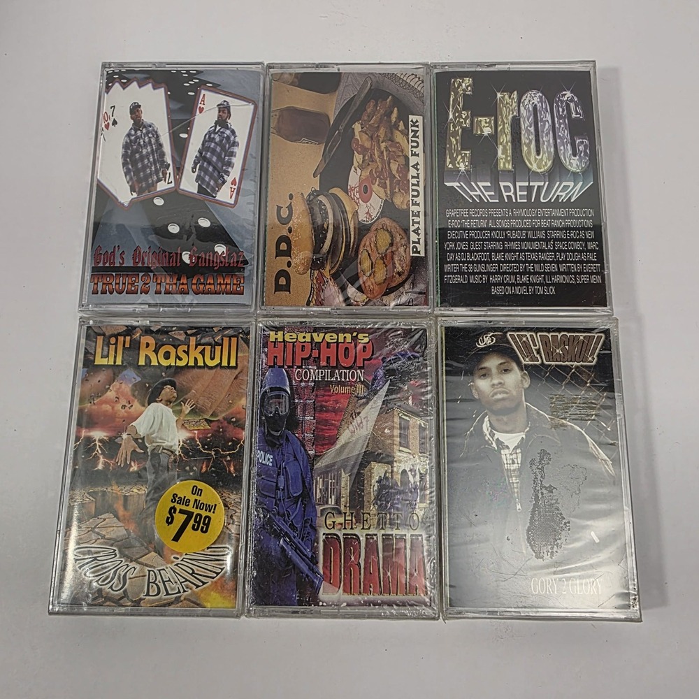 Lot of 6 Vintage Christian Rap / G-Funk Cassette Tapes – Grapetree Records (New)